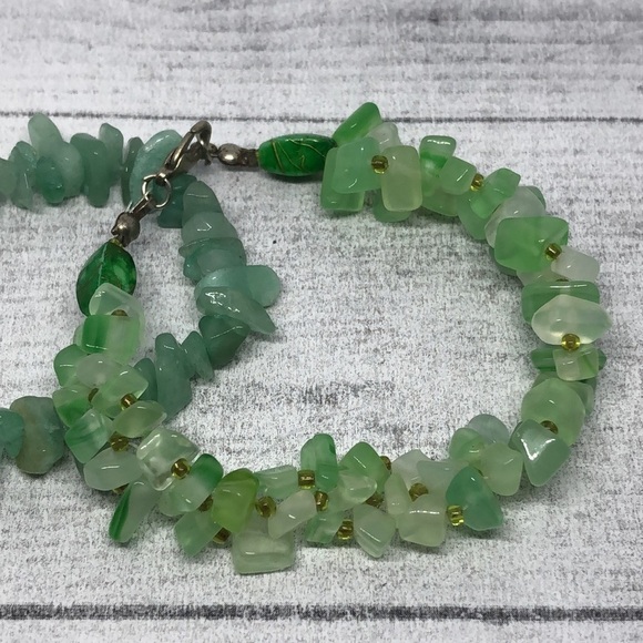 Bundle lot 2 natural green stone/gemstones artisan bracelets - Picture 3 of 6